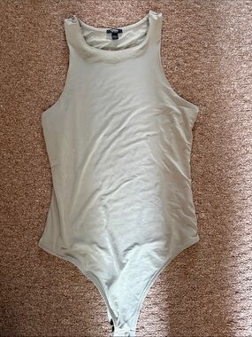 Express Light Sage Green High Neck Bodysuit